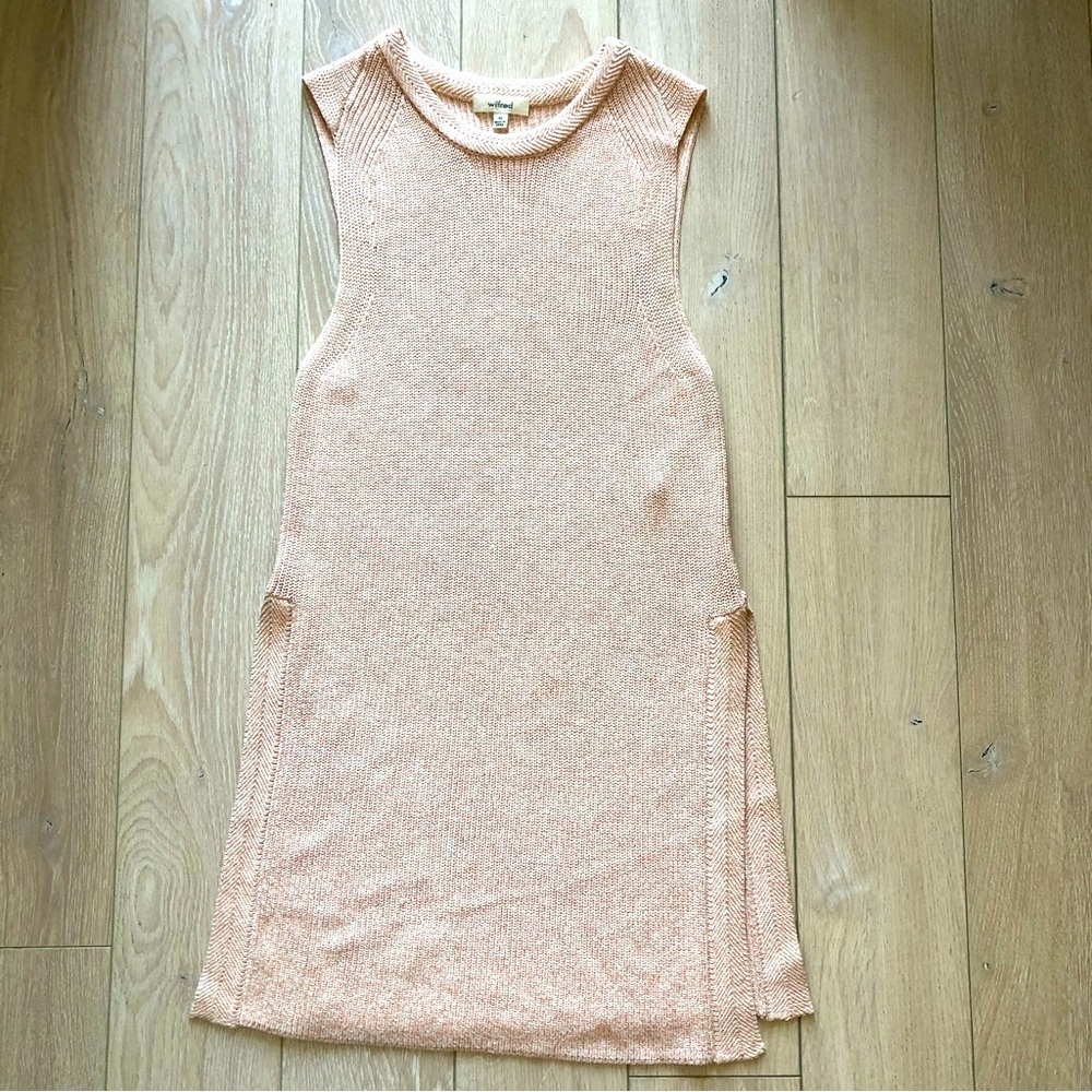 Aritzia Wilfred Cream & Orange Knit Sweater Vest with Slits